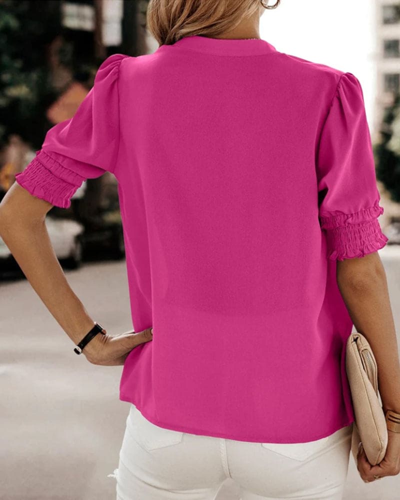 Flore - Blouse met korte mouwen en een V-hals