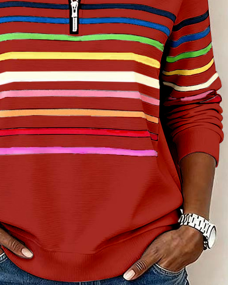 Isavelline - Casual Sweatshirt met Kleurige Strepen