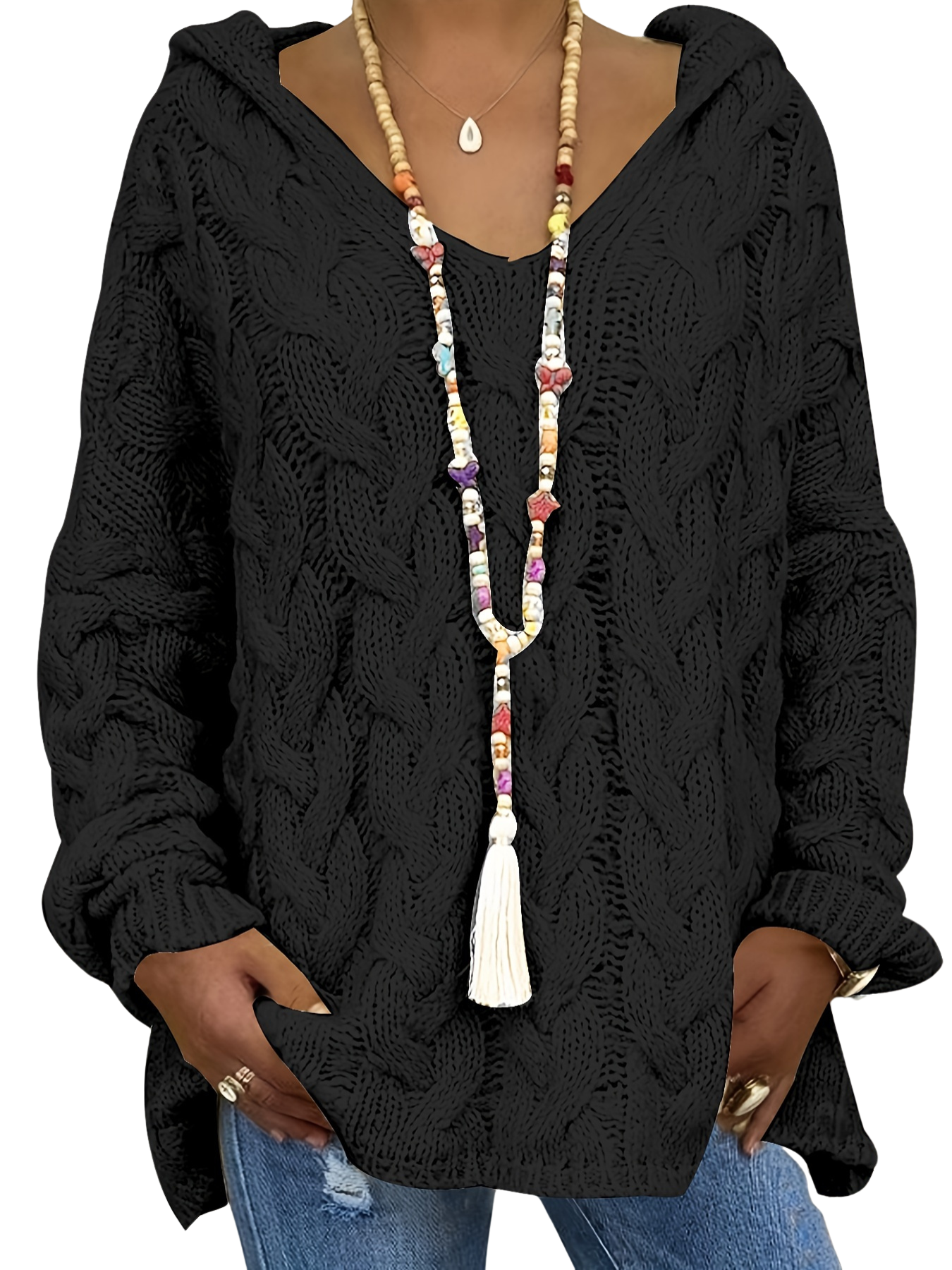 Oralivanne - Elegante Textured Trui met V-hals