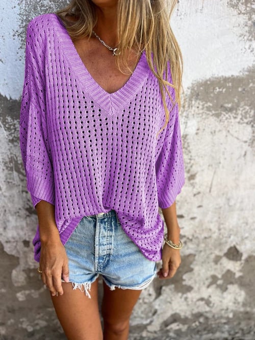 Delia - Gebreide top met V-hals