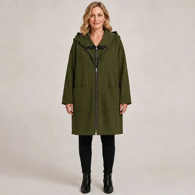 Éléane - Halflange damesjas met capuchon en rits