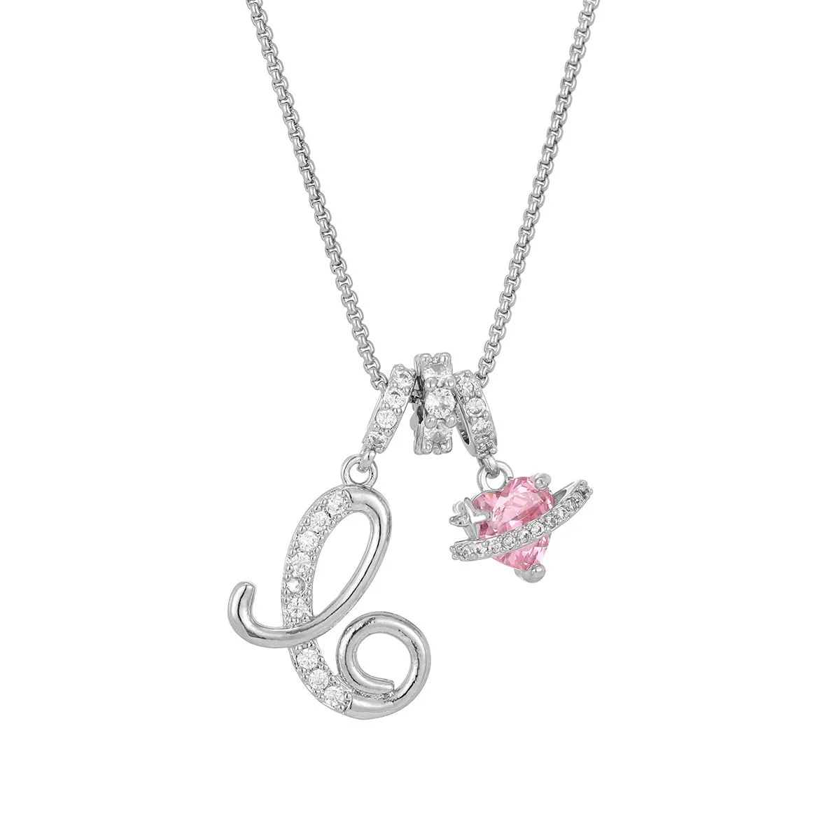 Carmelle - Initialen Ketting Met Roze Hartje