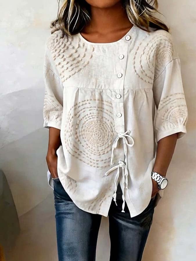 Nexira - Vrouwelijke blouse van lichte bohemien elegant natuurlijk