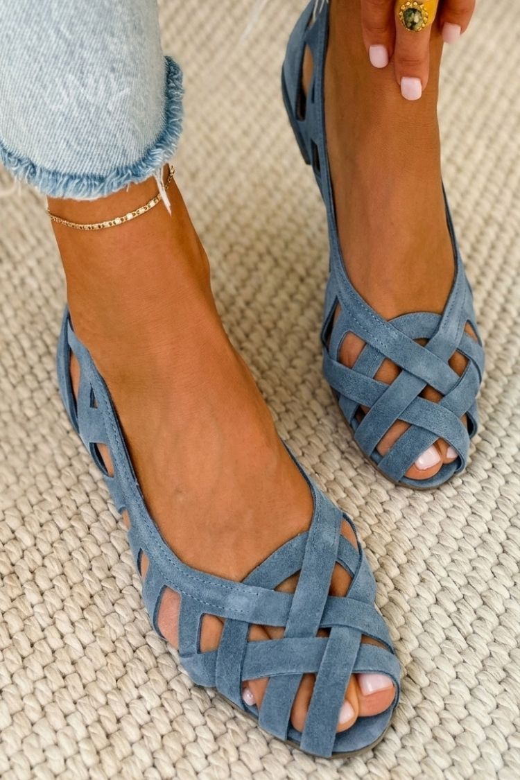 Vespera - Vrouwen platte gevlochten sandalen met open teen