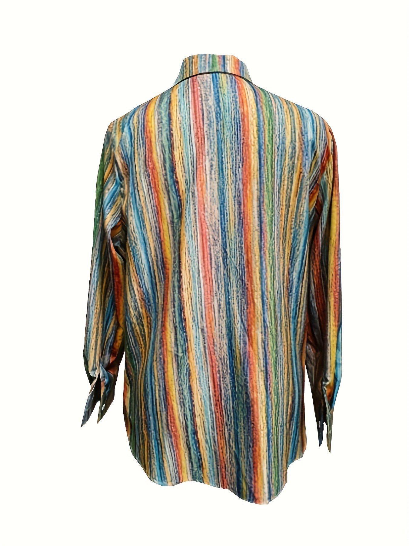 Qirexa - Dames Overhemd met Verticale Strepen, Ruime Pasvorm, Knopjes, Casual Stijl