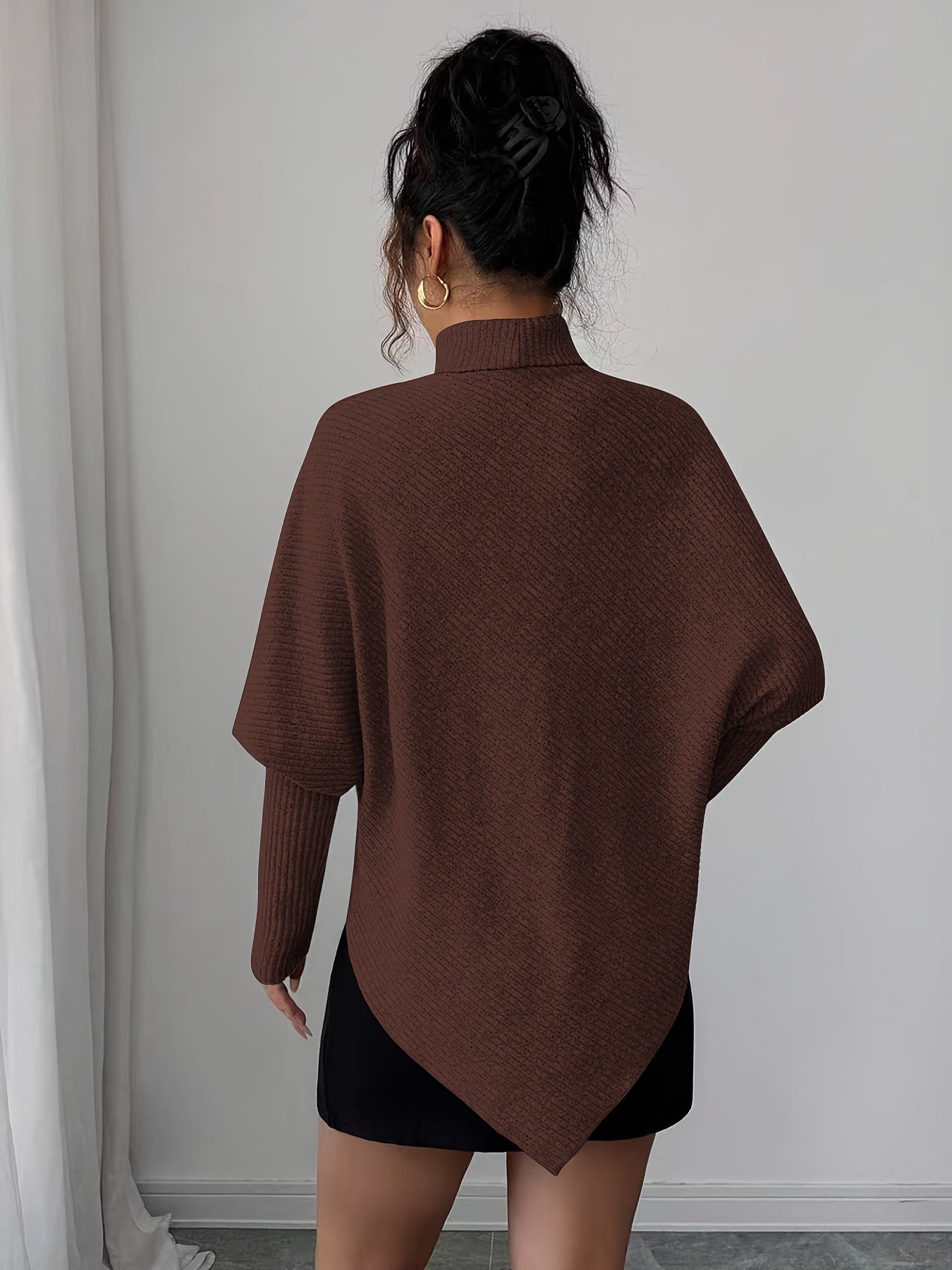 Ilyssa - Asymmetrische Trui Met Hoge Hals Moderne Elegant