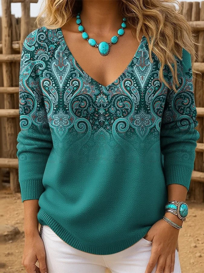 Gwenaliora - Boheemse Chic Trui met V-hals
