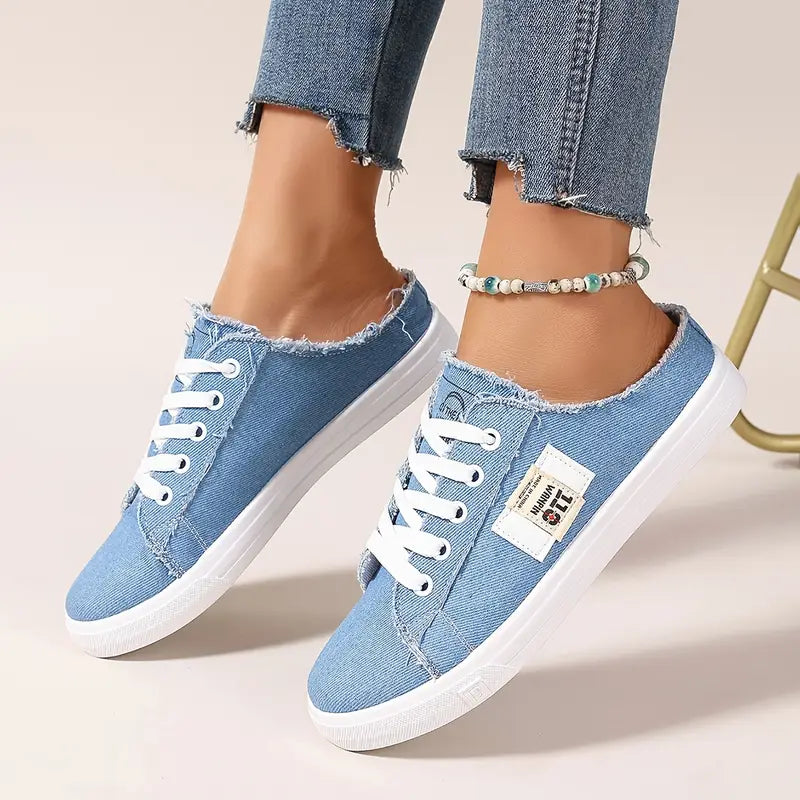 Cyrelia - Trendy en comfortabele platte veterschoenen van canvas die overal bij passen