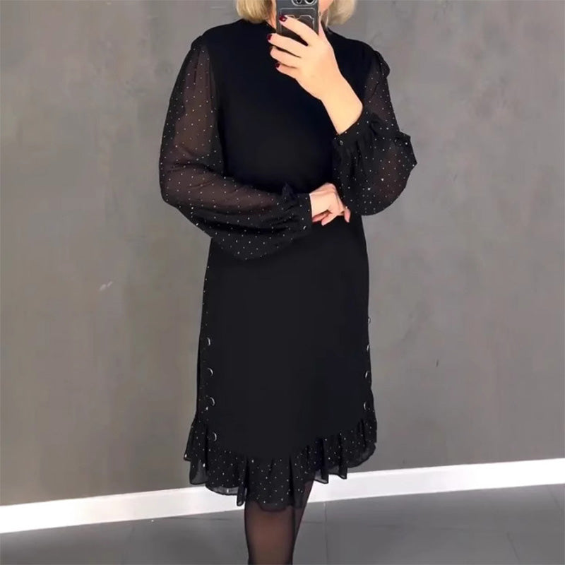 Thessariae - Elegante Robe met Kristallen en Ronde Hals