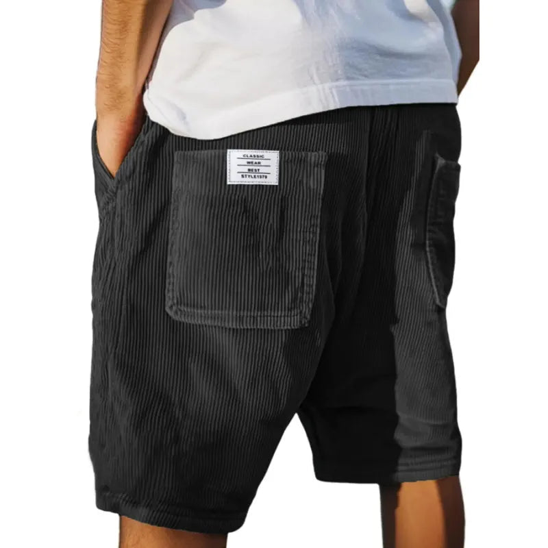 Gideon - Korte mannelijke corduroy shorts met elastische taille casual