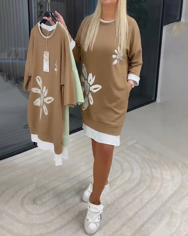 Ravessa - Casual Jurk met Bloemenpatroon