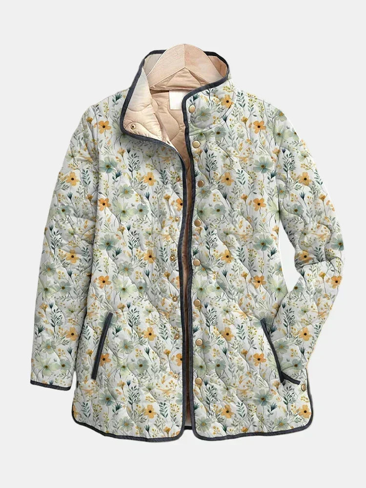 Mahaut - Dames gewatteerde jas met bloemenprint voor het tussenseizoen