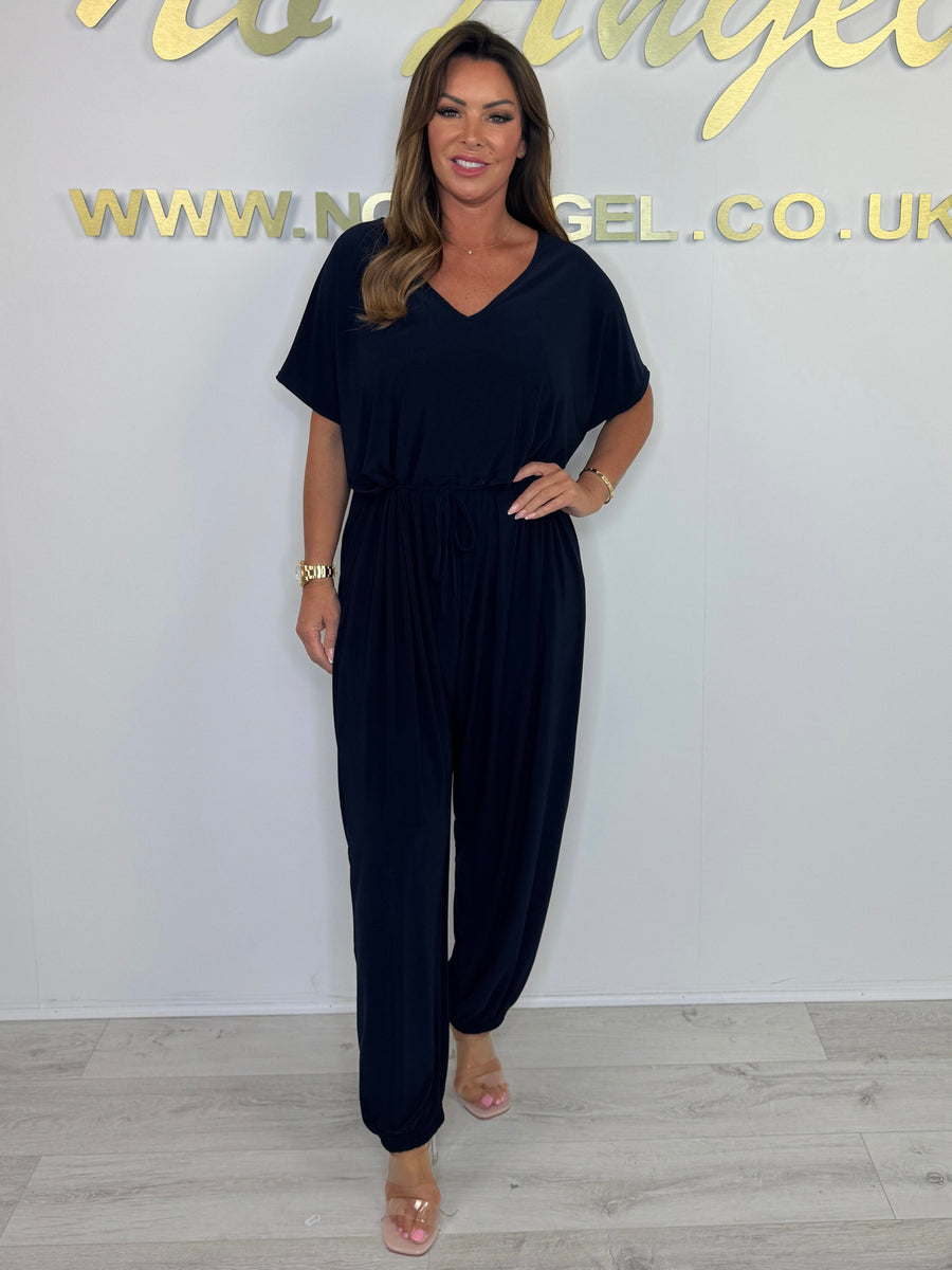 Cymara - Katoenen jumpsuit met V-hals en strikdetail