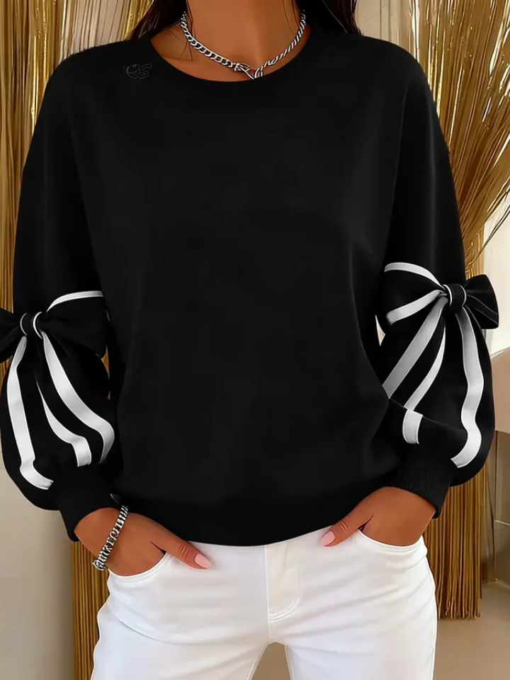 Fioravelle - Sweatshirt met Ronde Hals en Geknoopte Mouwen