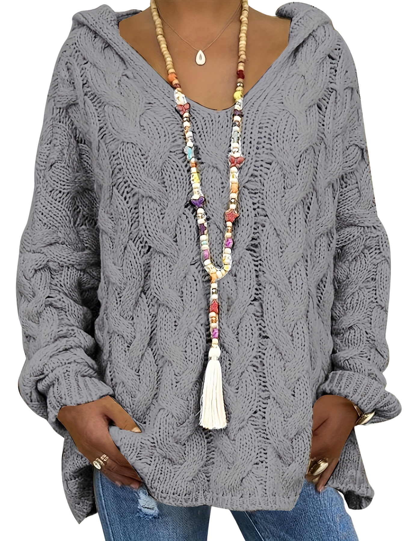 Oralivanne - Elegante Textured Trui met V-hals