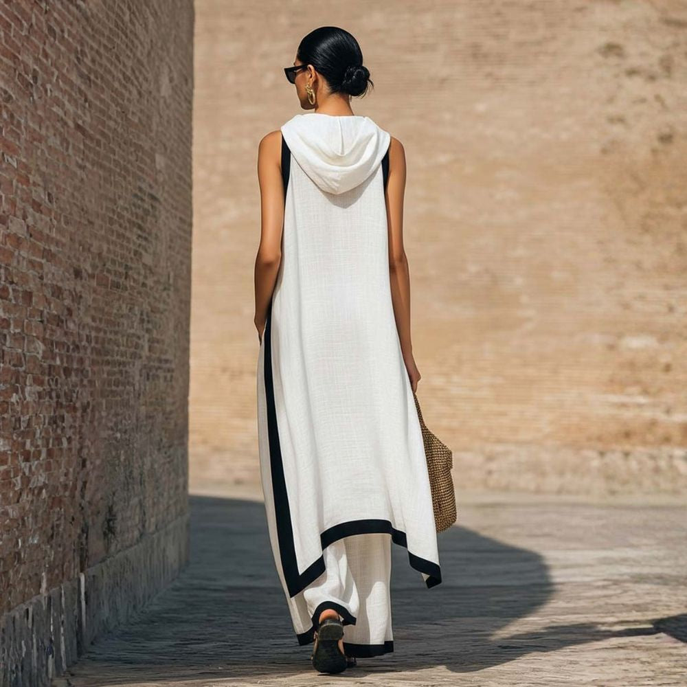 Brinelia - Damesoutfit in linnen en katoen met asymmetrische tuniek