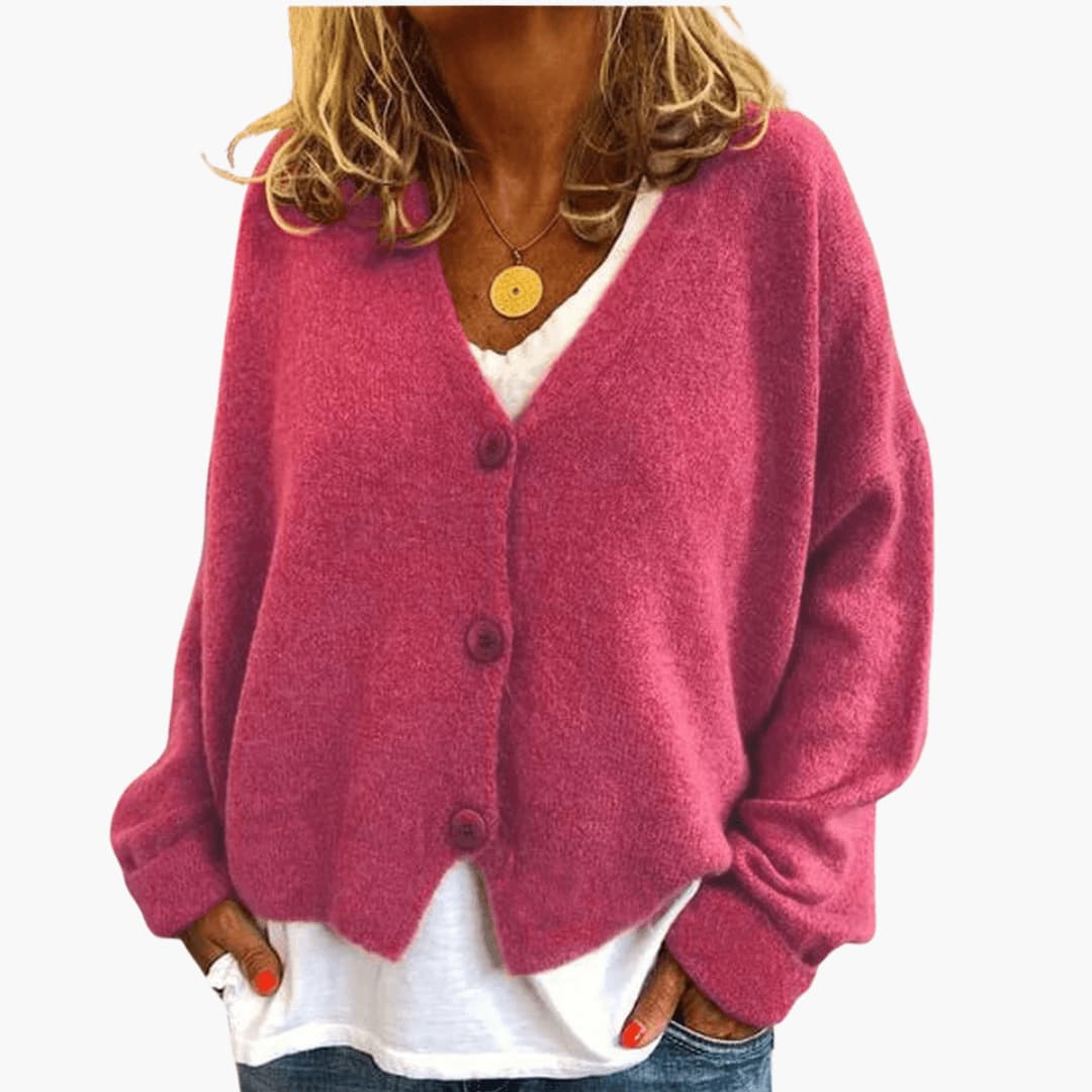 Sixtine - Dames gebreide cardigan met knopen in een casual zachte pasvorm