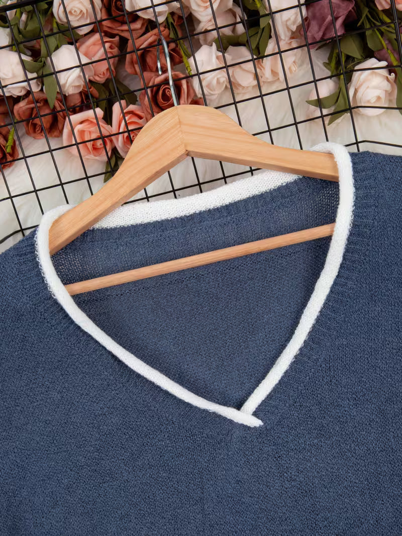 Gwenetta - V-hals Casual Trui met Lange Mouwen