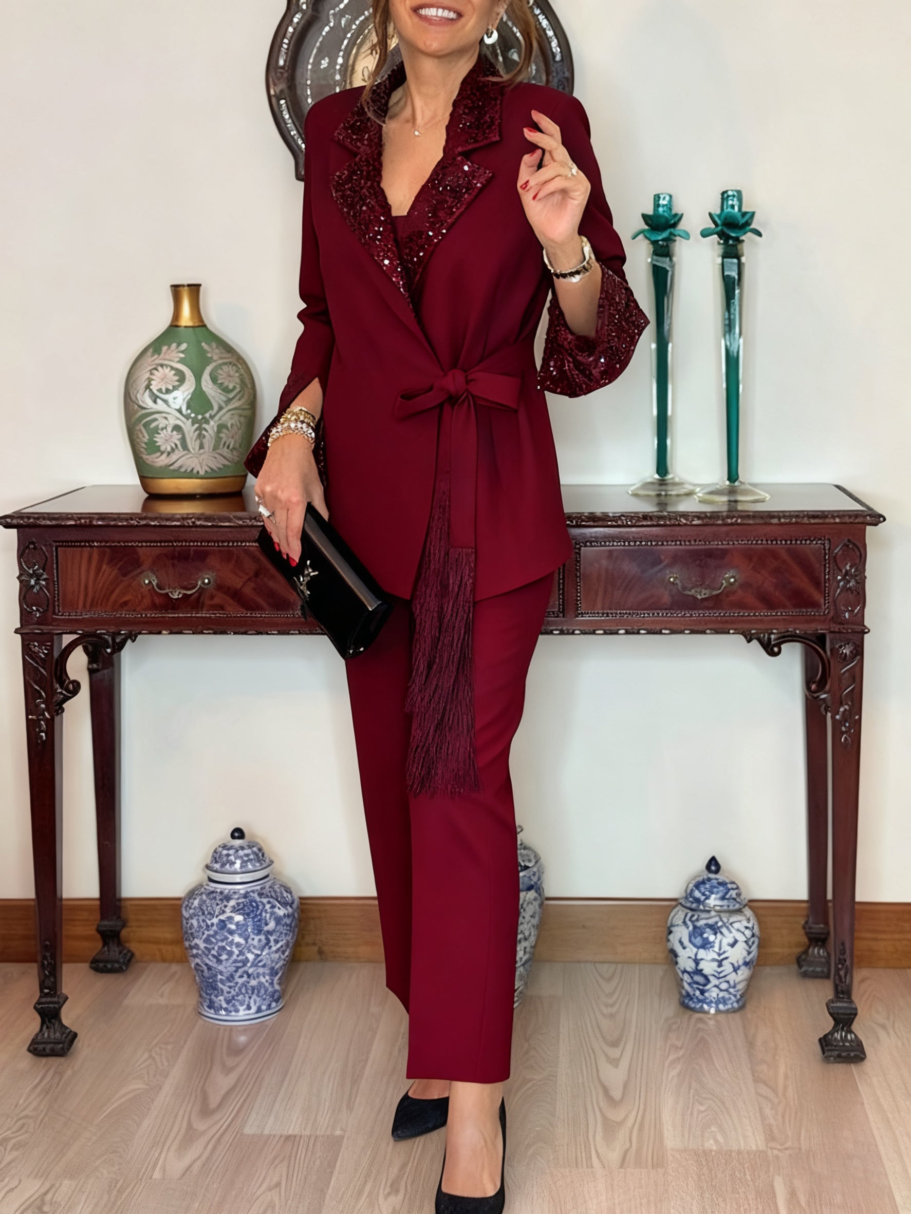 Dorinelle - Chic Set Blazer en Pantalon met Pailletten