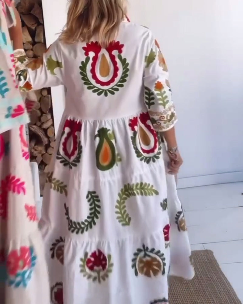 Gracina - Grafische jurk met bloemenprint