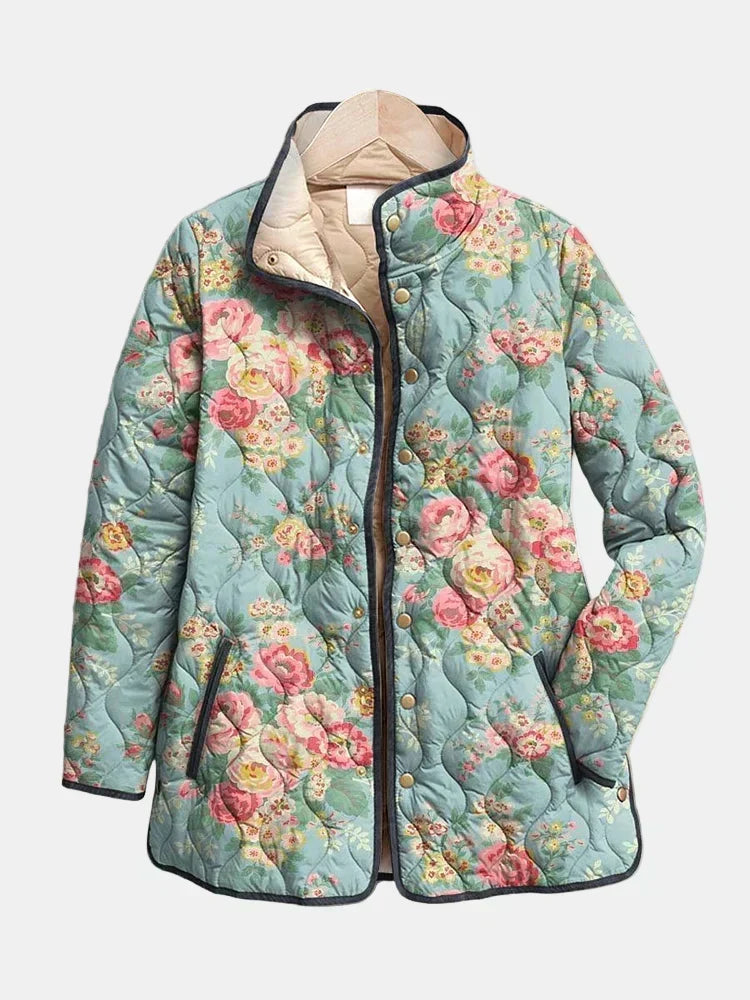 Mahaut - Dames gewatteerde jas met bloemenprint voor het tussenseizoen