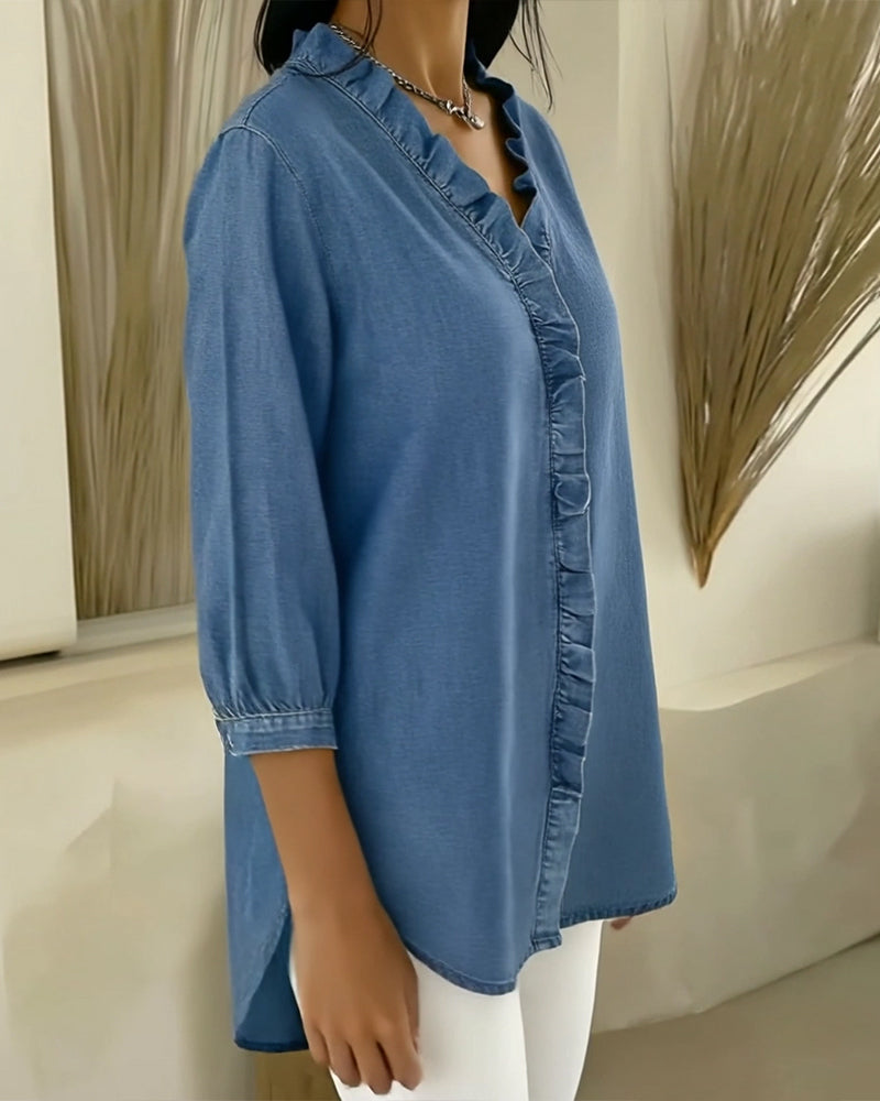 Selyra - Elegante Blouse met Vrouwelijke Volants