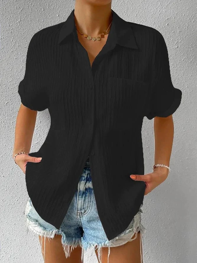 Plyora - Dames Blouse Ruim Met Knopen Klassieke Kraag Casual Stijl