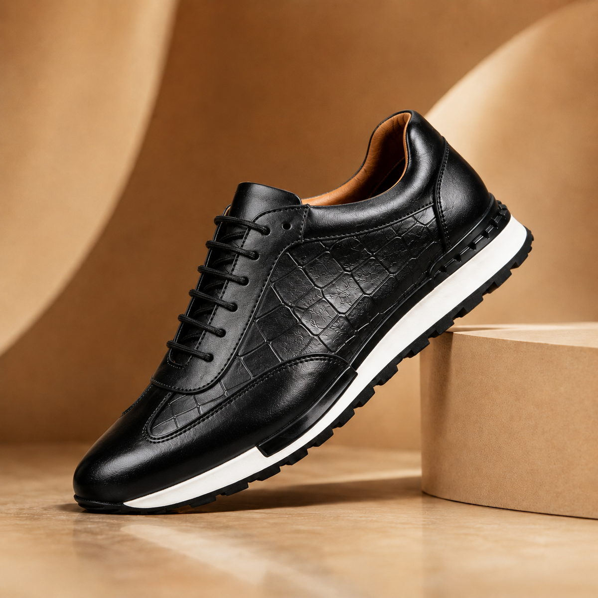 Samuel - Heren sneakers van echt leer met elegante veters