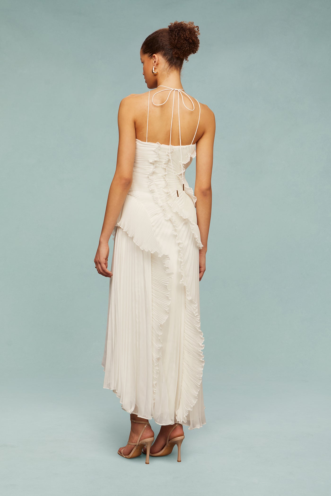 Bravielle - Lange plissé jurk voor dames met elegante asymmetrische volants