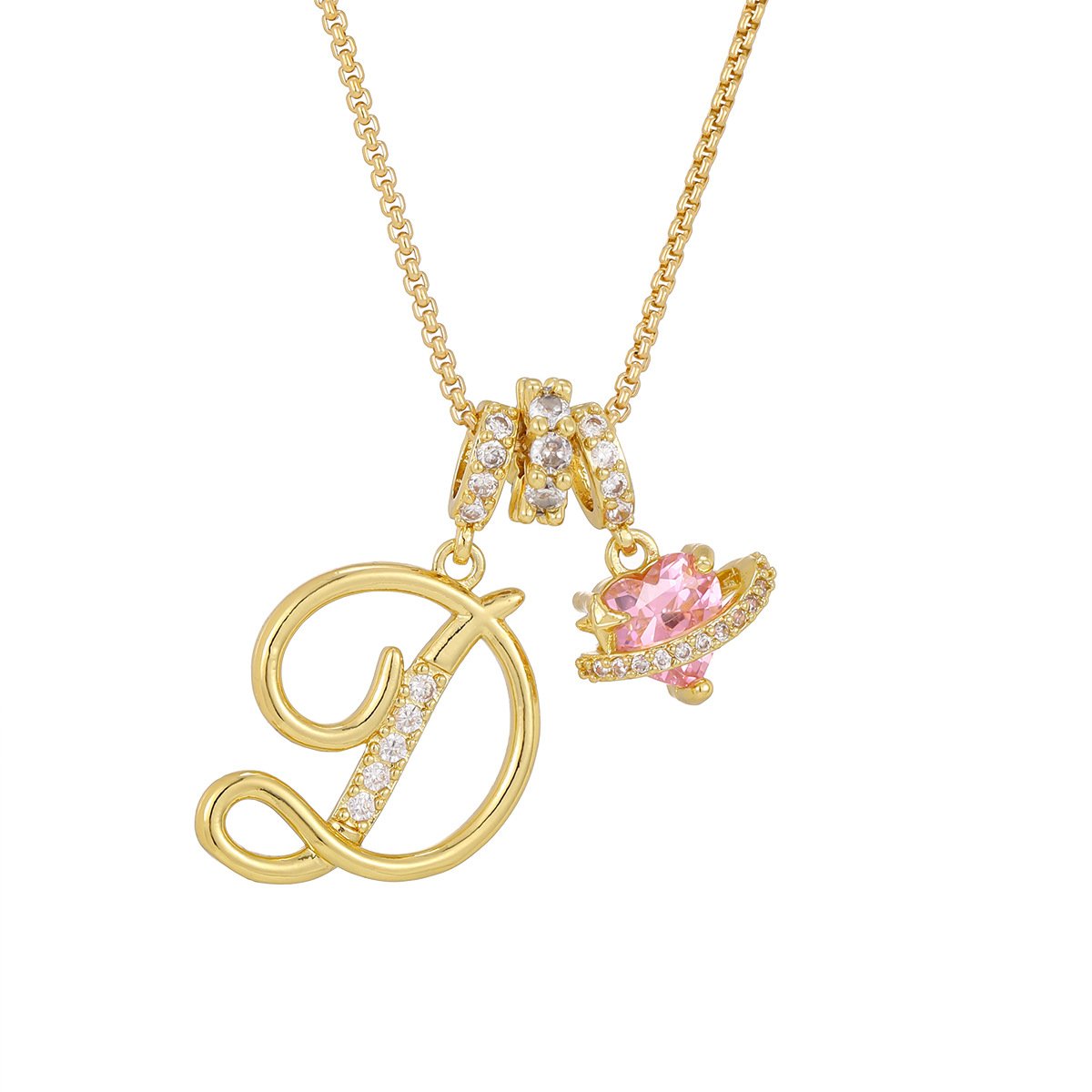 Carmelle - Initialen Ketting Met Roze Hartje