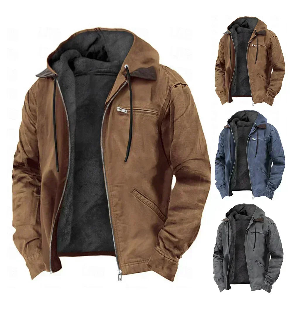 Georges - Heren hoodie met rits en warme voering en zakken