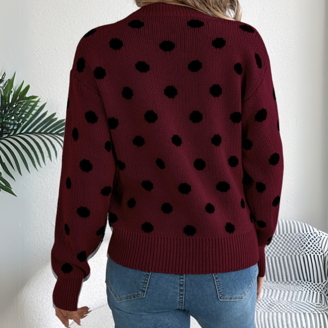 Maud - Elegante en Comfortabele Gebreide Trui met Stippen