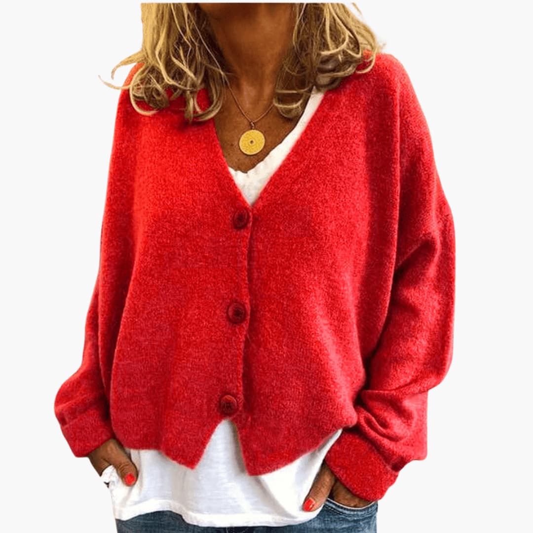 Sixtine - Dames gebreide cardigan met knopen in een casual zachte pasvorm