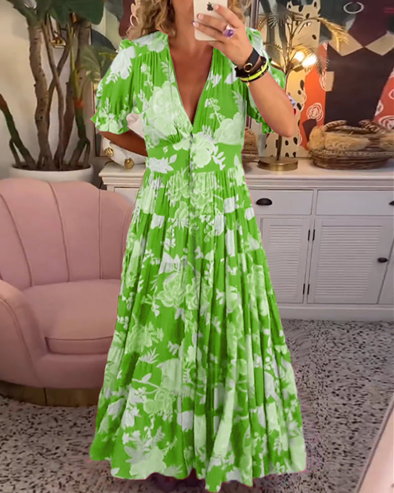Rosa - Jurk met bloemenprint V-hals