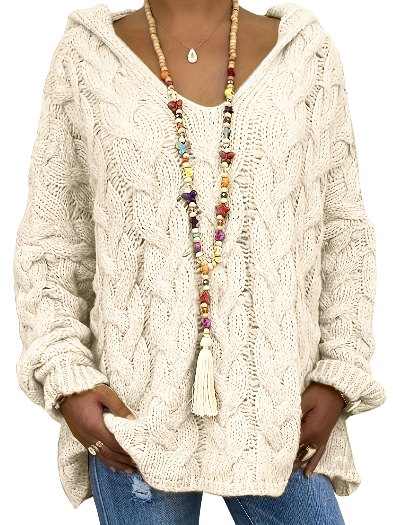 Oralivanne - Elegante Textured Trui met V-hals
