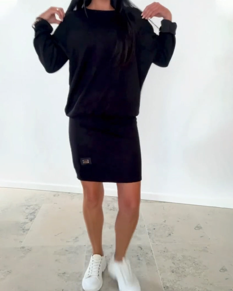 Jovirae - Rechte Casual Jurk met Lange Mouwen