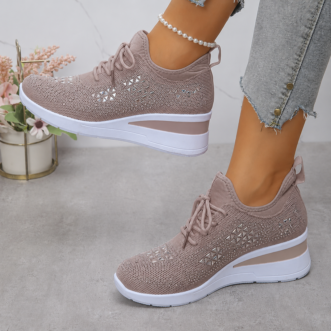 Esmeralda - Dames sneakers met comfortabele hak en ademend mesh