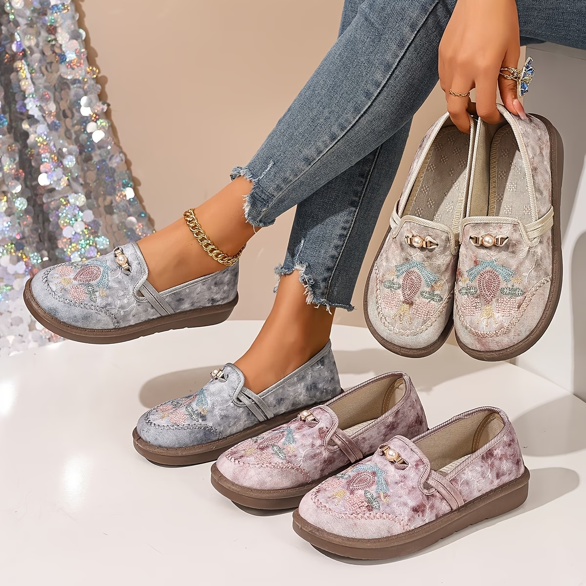 Fynora - Dames Schoenen Comfort Dagelijks Geborduurd Ontwerp Casual Stijl