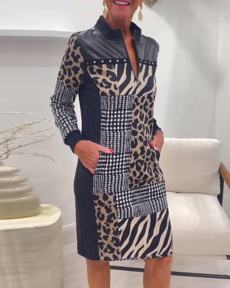Thalivella - Patchwork Chic Jurk met een Sterke Persoonlijkheid