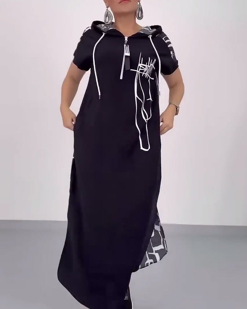 Ilana - Maxi Contrast Rits Jurk