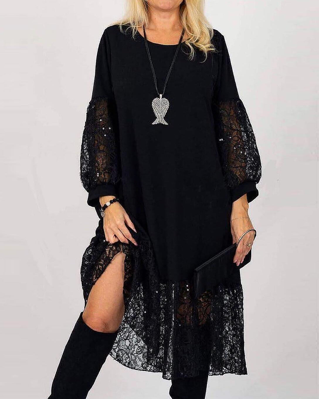 Marisellea - Elegante Patchwork Kant Jurk