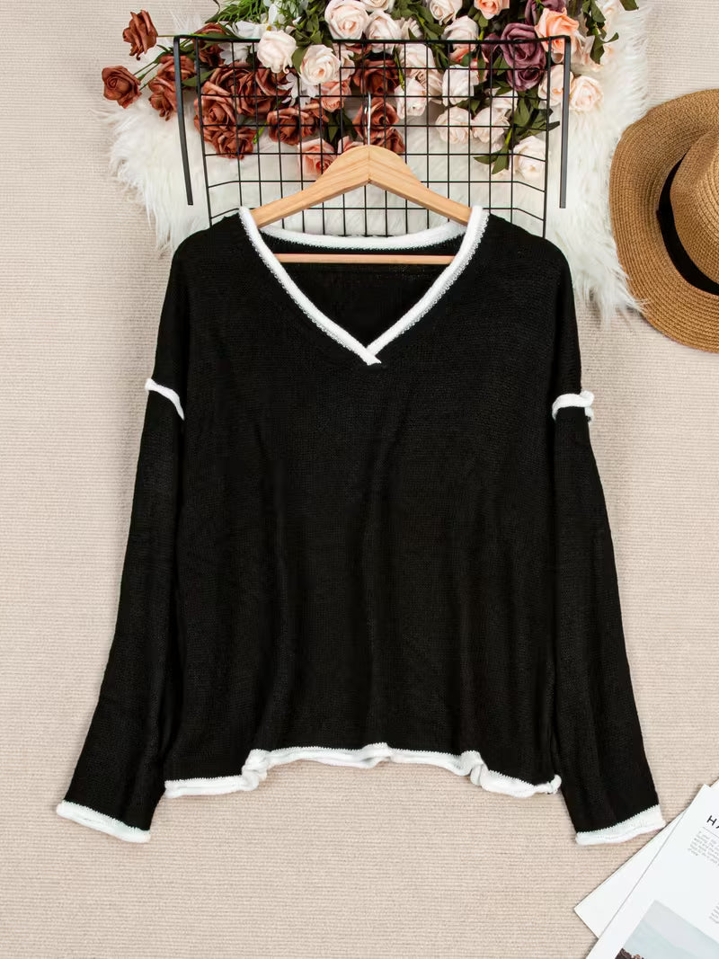 Gwenetta - V-hals Casual Trui met Lange Mouwen