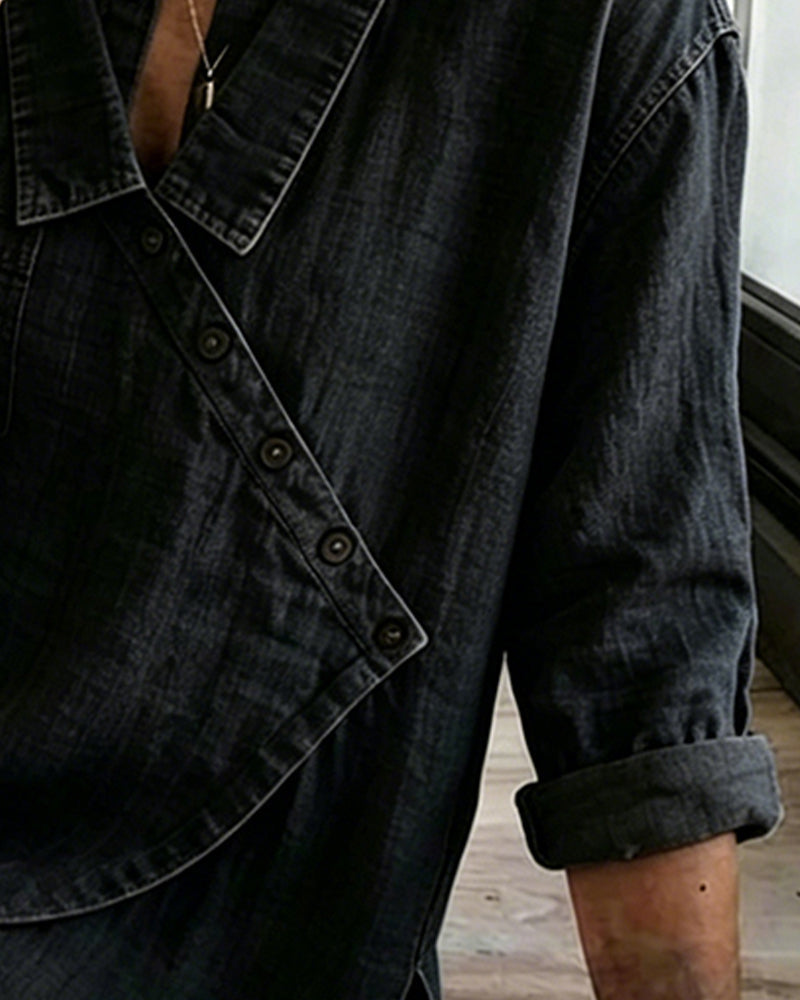 Mélusine - Damesblouse met een ruime pasvorm en diagonale knopen