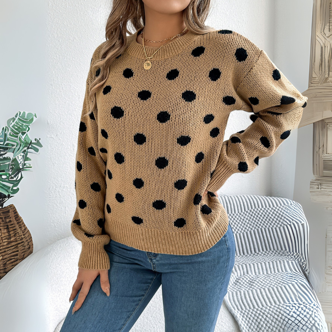 Maud - Elegante en Comfortabele Gebreide Trui met Stippen