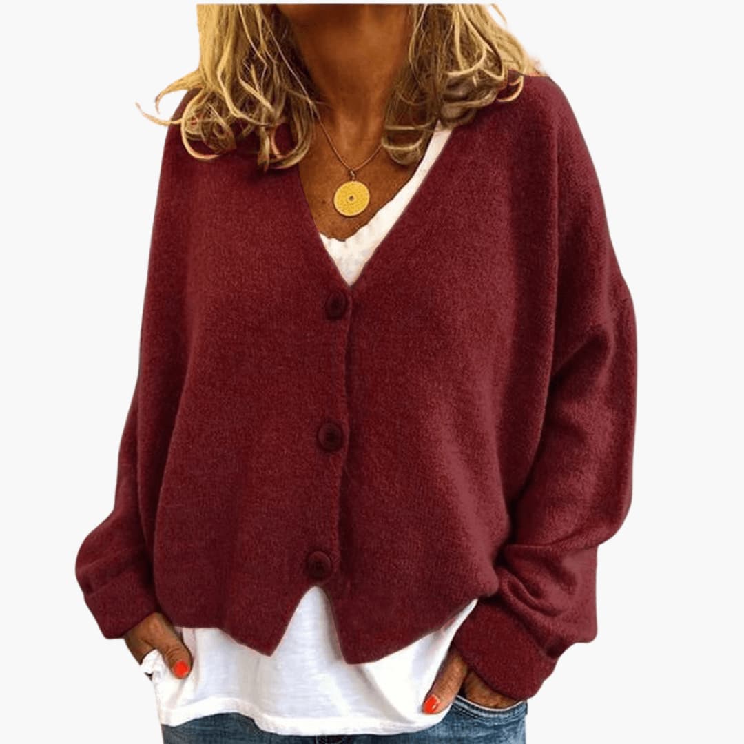 Sixtine - Dames gebreide cardigan met knopen in een casual zachte pasvorm