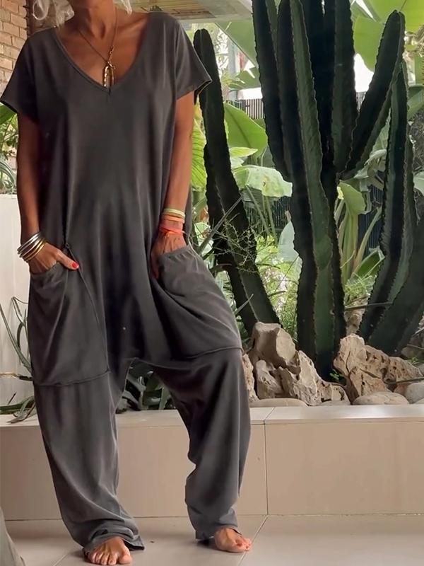Zaria - Elegante jumpsuit met V-hals: een eenvoudige, verfijnde en veelzijdige stijl