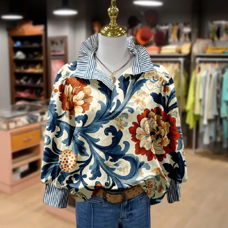 Marvella - Bloemige Vintage Elegante Blouse