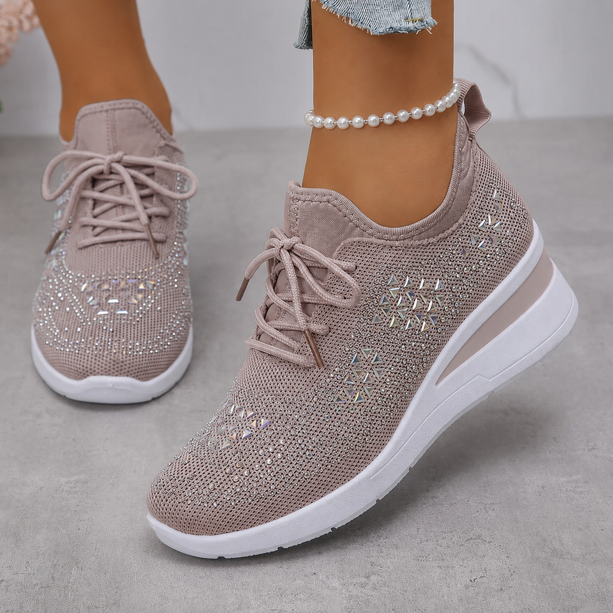 Esmeralda - Dames sneakers met comfortabele hak en ademend mesh