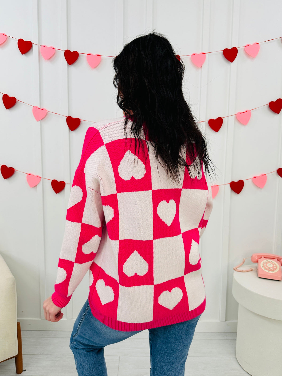 Ottilie - Trui met Geruite Hartjes voor Valentijn