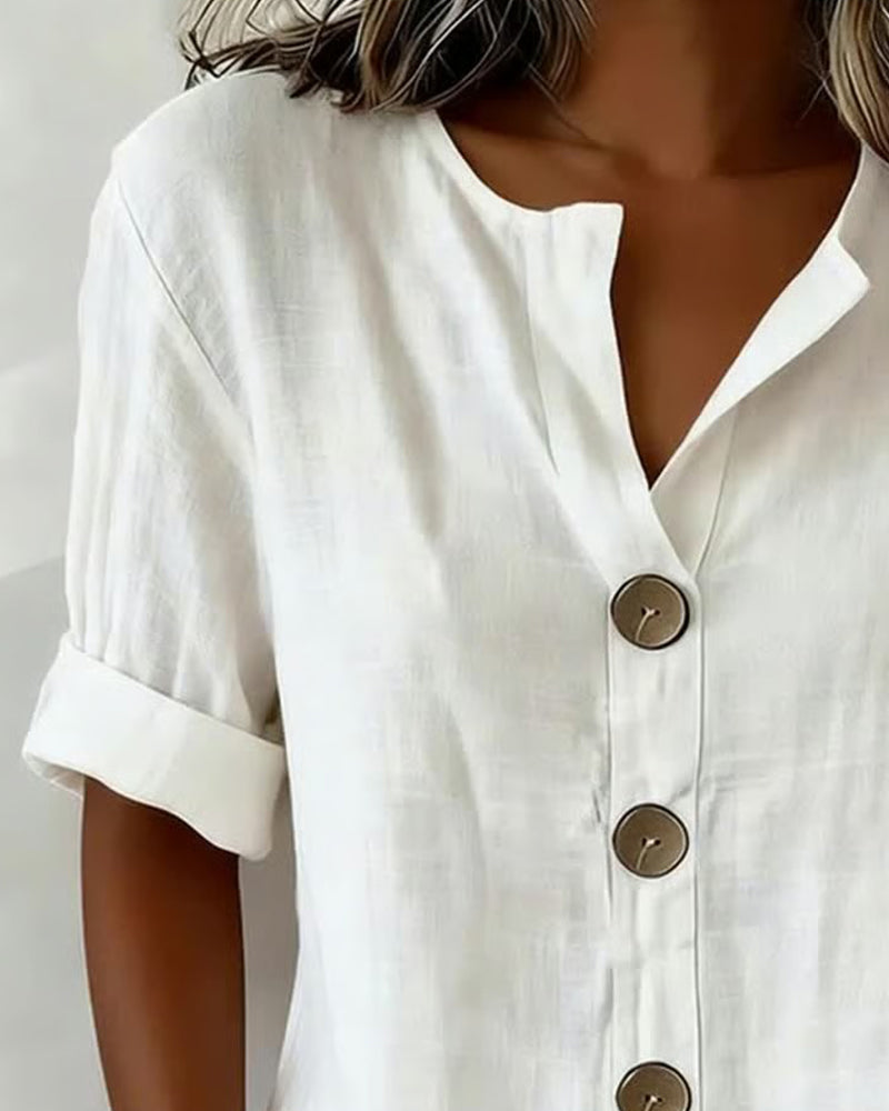 Pavixa - Dames Lichte Blouse met Knopen Vloeiende Snit voor de Zomer